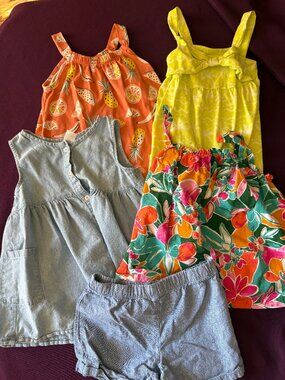 Carter's Girls Summer Clothing Bundle Size 6 6X Shorts Tanks Tropical 6 Pieces